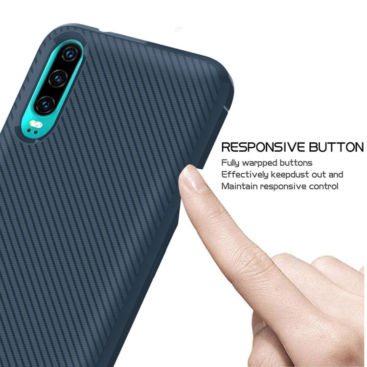 For Huawei P30 ENKAY ENK-PC023 Carbon Fiber Texture Solid Color TPU Slim Case Soft Cover