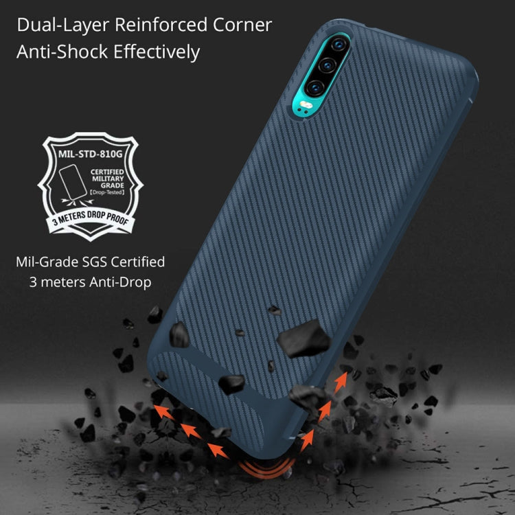 For Huawei P30 ENKAY ENK-PC023 Carbon Fiber Texture Solid Color TPU Slim Case Soft Cover