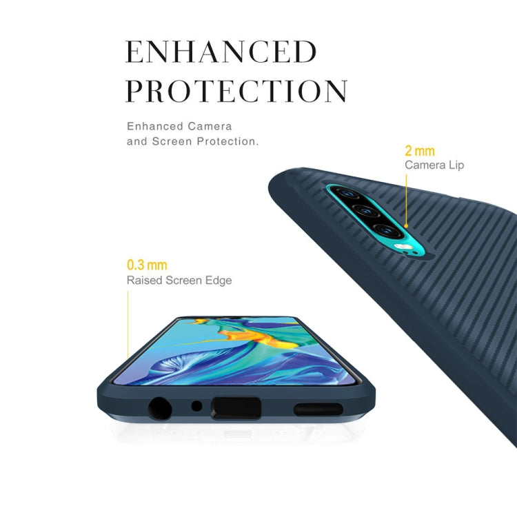 For Huawei P30 ENKAY ENK-PC023 Carbon Fiber Texture Solid Color TPU Slim Case Soft Cover