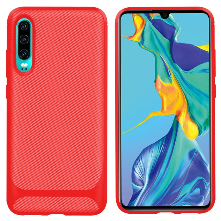 For Huawei P30 ENKAY ENK-PC023 Carbon Fiber Texture Solid Color TPU Slim Case Soft Cover