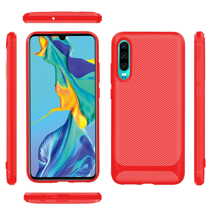 For Huawei P30 ENKAY ENK-PC023 Carbon Fiber Texture Solid Color TPU Slim Case Soft Cover