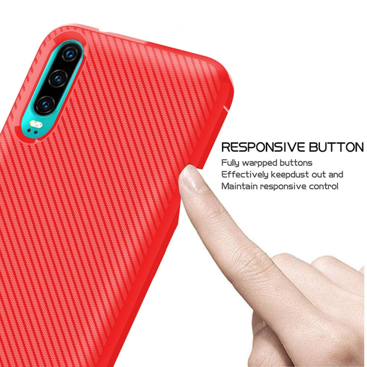 For Huawei P30 ENKAY ENK-PC023 Carbon Fiber Texture Solid Color TPU Slim Case Soft Cover