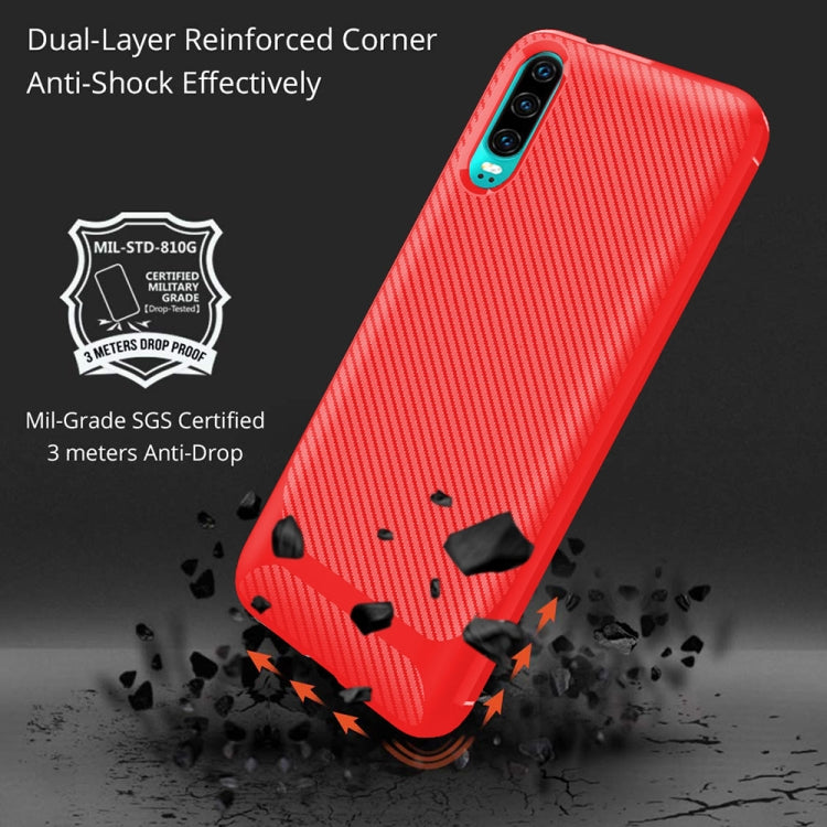 For Huawei P30 ENKAY ENK-PC023 Carbon Fiber Texture Solid Color TPU Slim Case Soft Cover