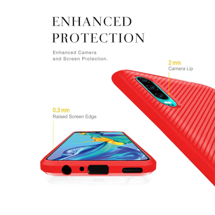 For Huawei P30 ENKAY ENK-PC023 Carbon Fiber Texture Solid Color TPU Slim Case Soft Cover