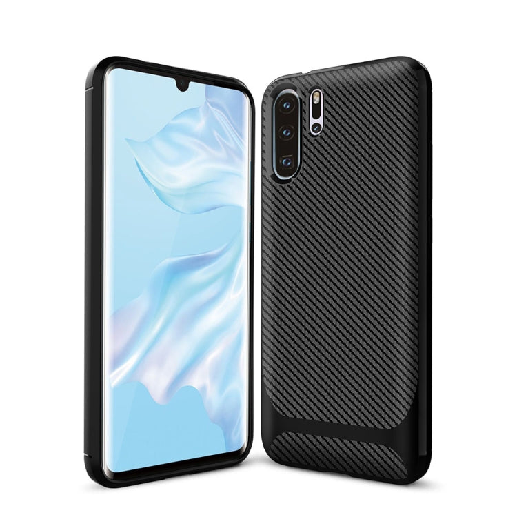 For HUAWEI P30 Pro ENKAY ENK-PC024 Carbon Fiber Texture Solid Color TPU Slim Case Soft Cover