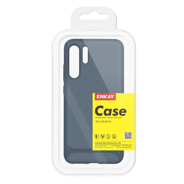 For HUAWEI P30 Pro ENKAY ENK-PC024 Carbon Fiber Texture Solid Color TPU Slim Case Soft Cover
