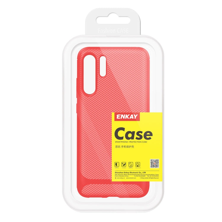 For HUAWEI P30 Pro ENKAY ENK-PC024 Carbon Fiber Texture Solid Color TPU Slim Case Soft Cover
