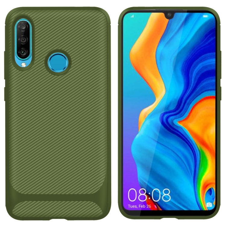 For Huawei P30 Lite ENKAY ENK-PC025 Carbon Fiber Texture Solid Color TPU Slim Case Soft Cover