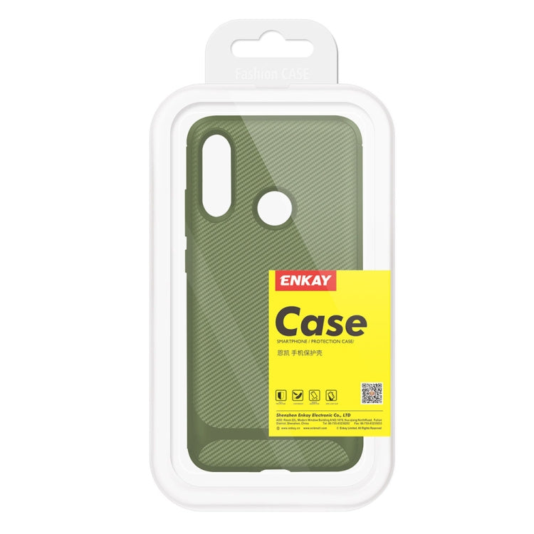 For Huawei P30 Lite ENKAY ENK-PC025 Carbon Fiber Texture Solid Color TPU Slim Case Soft Cover