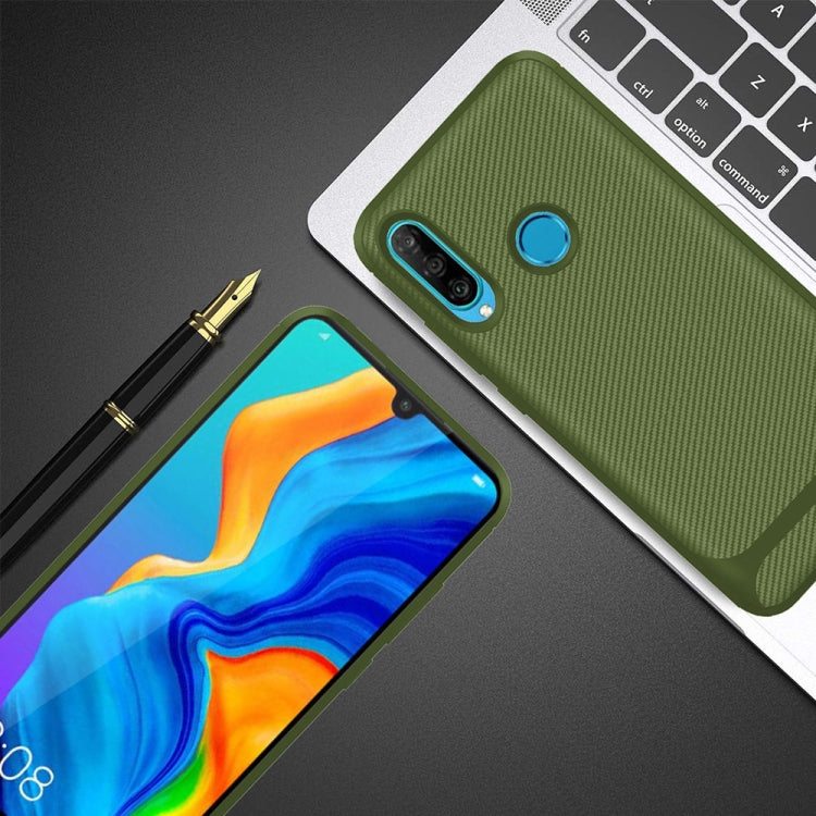 For Huawei P30 Lite ENKAY ENK-PC025 Carbon Fiber Texture Solid Color TPU Slim Case Soft Cover
