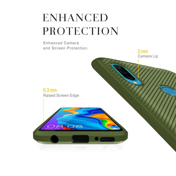 For Huawei P30 Lite ENKAY ENK-PC025 Carbon Fiber Texture Solid Color TPU Slim Case Soft Cover