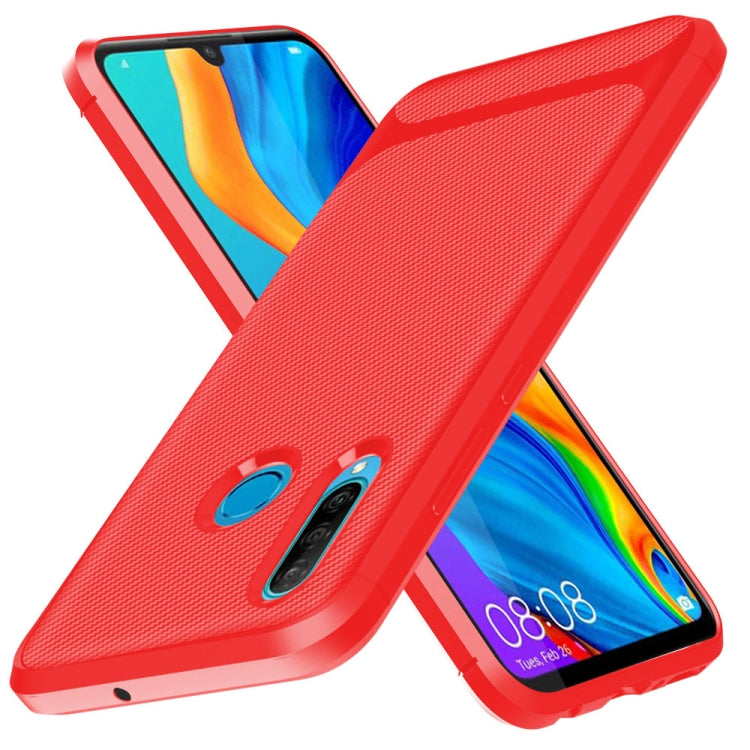 For Huawei P30 Lite ENKAY ENK-PC025 Carbon Fiber Texture Solid Color TPU Slim Case Soft Cover