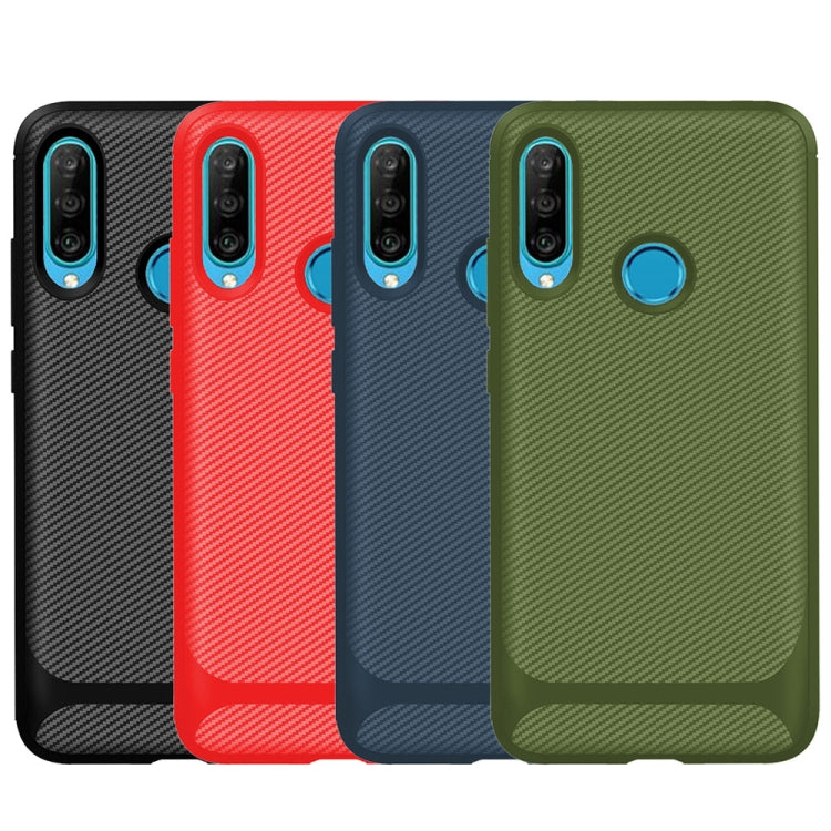 For Huawei P30 Lite ENKAY ENK-PC025 Carbon Fiber Texture Solid Color TPU Slim Case Soft Cover