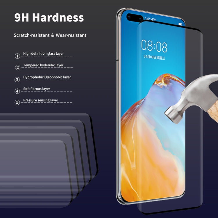 For Huawei P40 Pro ENKAY Hat-Prince 0.26mm 9H 3D Explosion-proof Full Screen Curved Heat Bending Tempered Glass Film