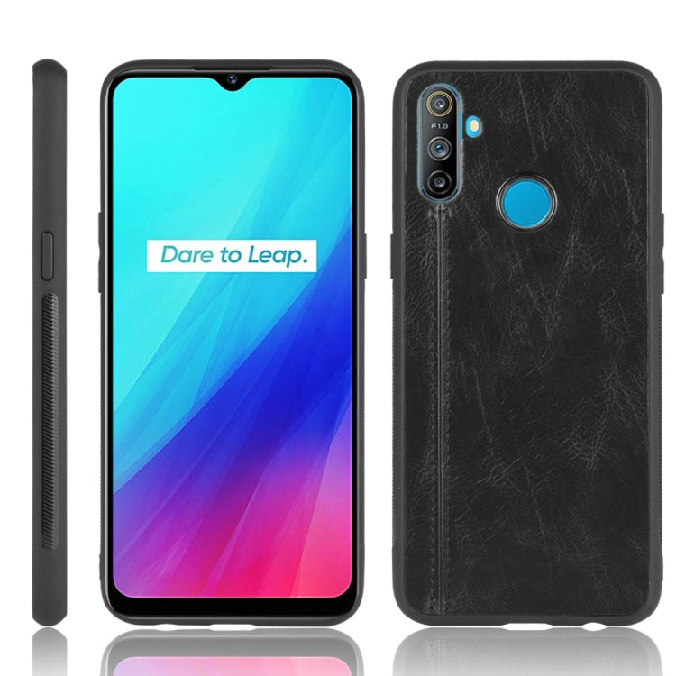 For Oppo Realme C3 (3 cameras) Shockproof Sewing Cow Pattern Skin PC + PU + TPU Case