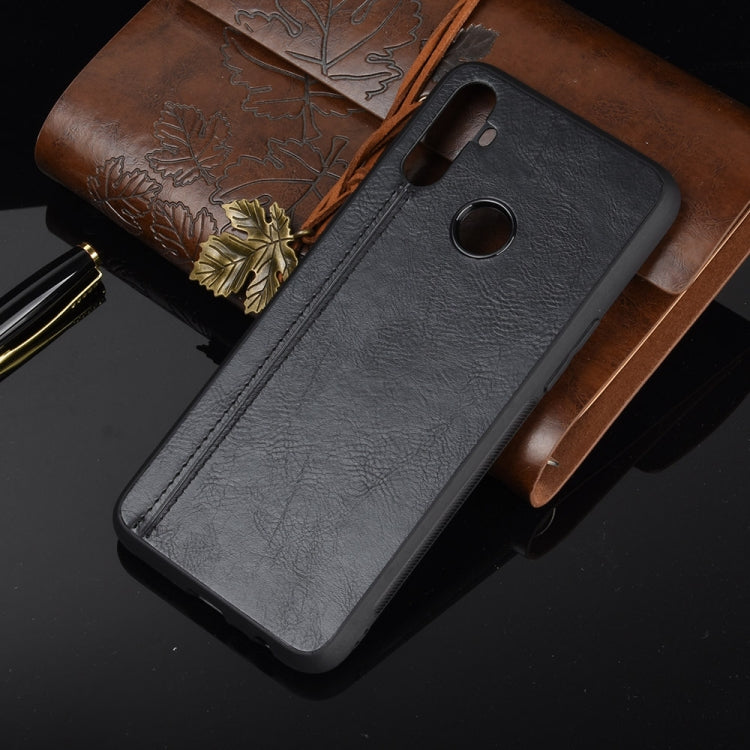 For Oppo Realme C3 (3 cameras) Shockproof Sewing Cow Pattern Skin PC + PU + TPU Case