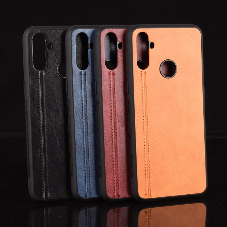 For Oppo Realme C3 (3 cameras) Shockproof Sewing Cow Pattern Skin PC + PU + TPU Case