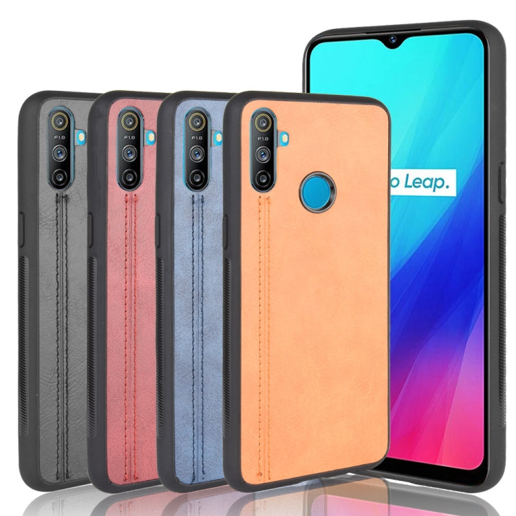 For Oppo Realme C3 (3 cameras) Shockproof Sewing Cow Pattern Skin PC + PU + TPU Case