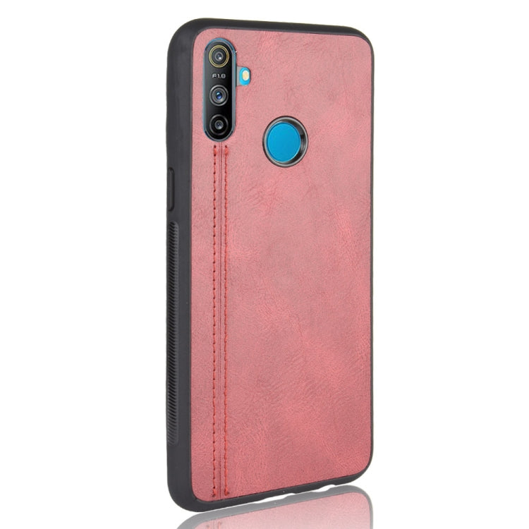 For Oppo Realme C3 (3 cameras) Shockproof Sewing Cow Pattern Skin PC + PU + TPU Case