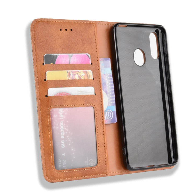 For ZTE Libero S10 Magnetic Buckle Retro Crazy Horse Texture Horizontal Flip Leather Case , with Holder & Card Slots & Photo Frame