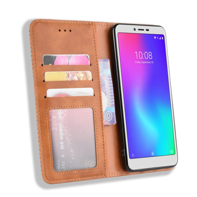 For ZTE Libero S10 Magnetic Buckle Retro Crazy Horse Texture Horizontal Flip Leather Case , with Holder & Card Slots & Photo Frame