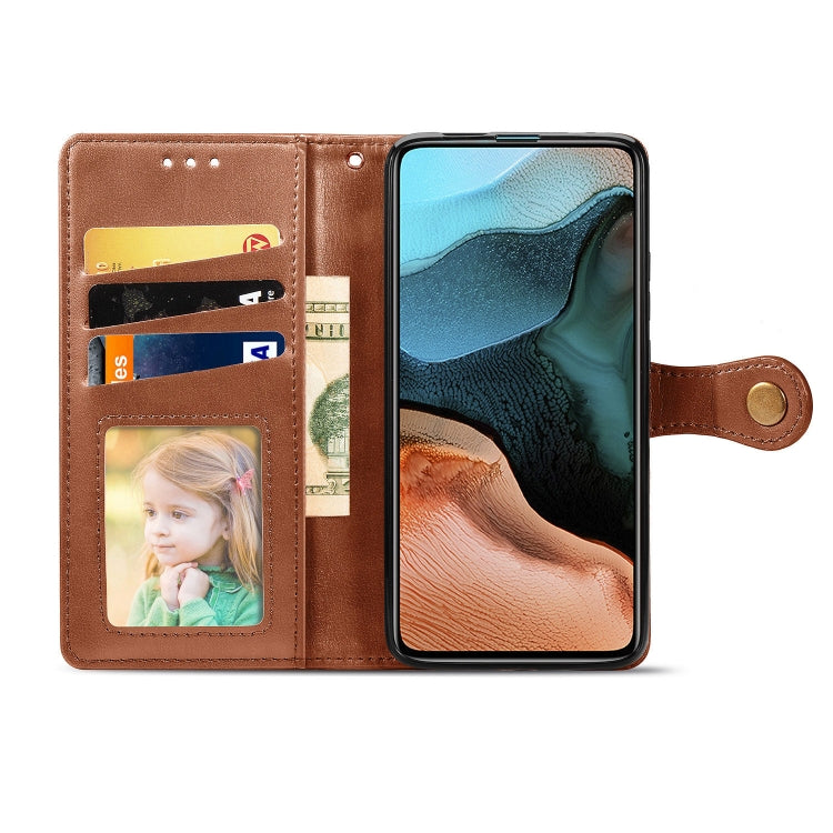 For Xiaomi Redmi K30 Pro Retro Solid Color Leather Buckle Phone Case with Lanyard & Photo Frame & Card Slot & Wallet & Stand Function