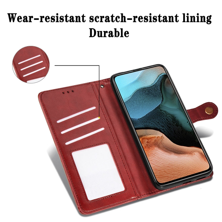 For Xiaomi Redmi K30 Pro Retro Solid Color Leather Buckle Phone Case with Lanyard & Photo Frame & Card Slot & Wallet & Stand Function