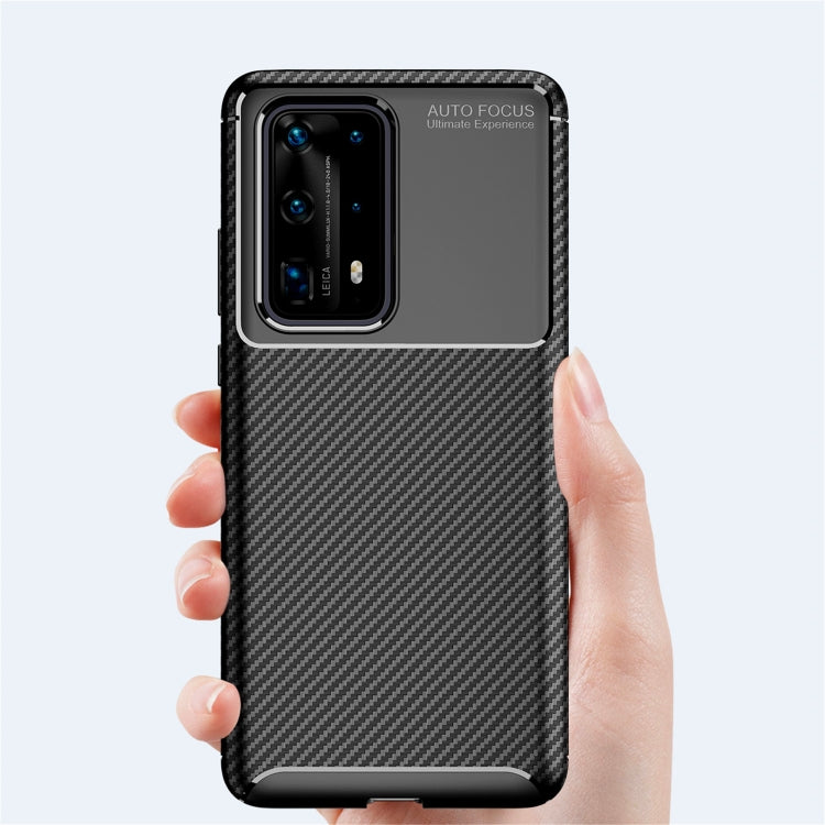 For Huawei P40 Pro+ Carbon Fiber Texture Shockproof TPU Case(Black)