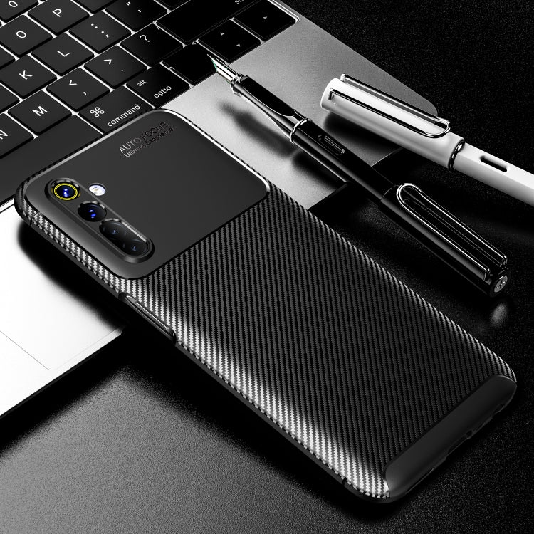 For OPPO Realme 6  Carbon Fiber Texture Shockproof TPU Case