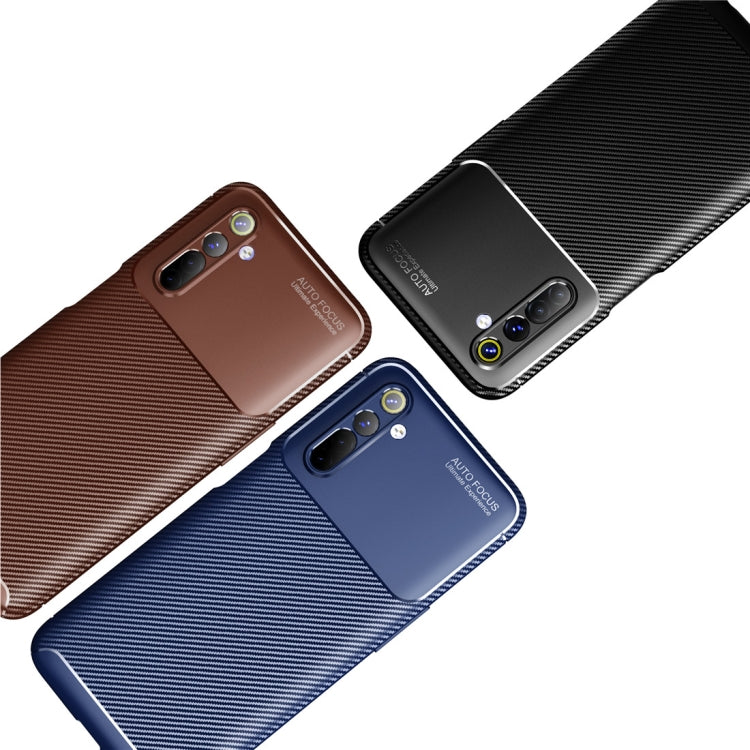 For OPPO Realme 6 Carbon Fiber Texture Shockproof TPU Case(Brown)