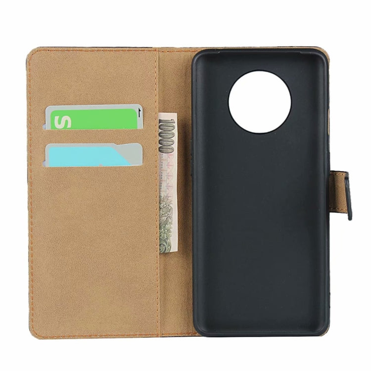 For OnePlus 7T Leather Horizontal Flip Holster With Magnetic Clasp and Bracket and Card Slot and Wallet(Black)