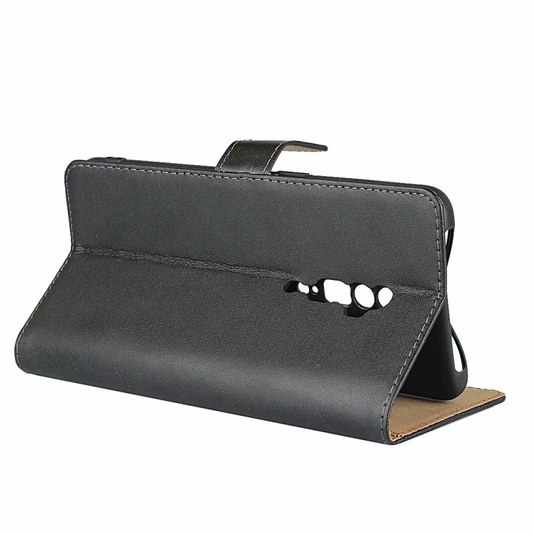 For Oppo Reno 10x zoom Leather Horizontal Flip Holster With Magnetic Clasp and Bracket and Card Slot and Wallet(Black)