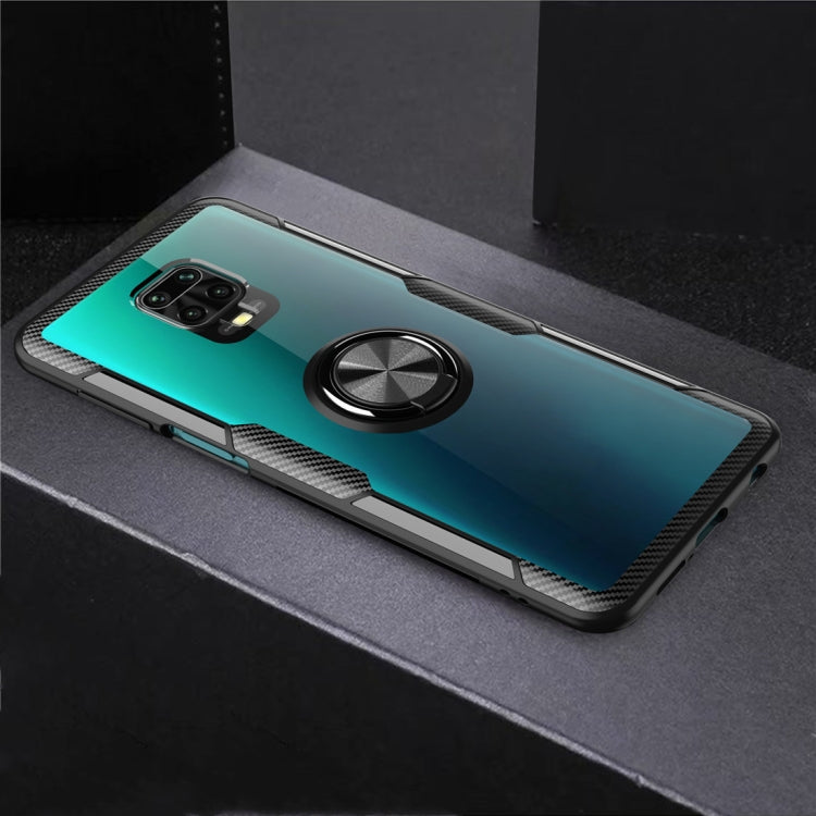 For Xiaomi Redmi Note 9 Pro Max Shockproof Transparent TPU + Acrylic Protective Case with Ring Holder