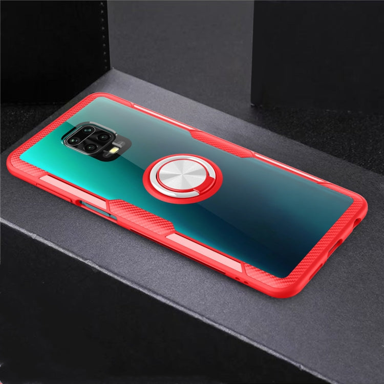 For Xiaomi Redmi Note 9 Pro Max Shockproof Transparent TPU + Acrylic Protective Case with Ring Holder