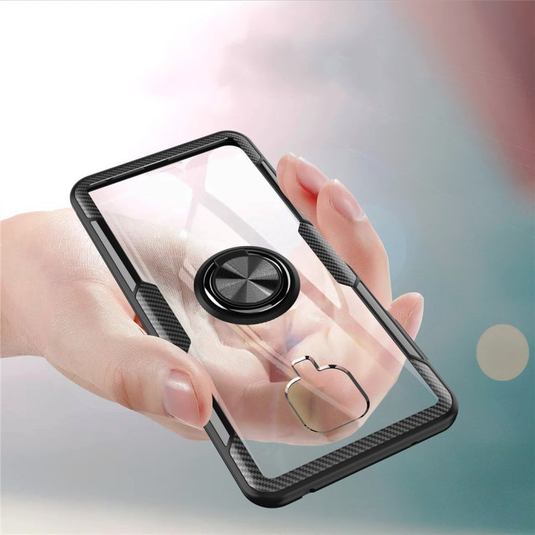 For Xiaomi Redmi Note 9 Pro Max Shockproof Transparent TPU + Acrylic Protective Case with Ring Holder