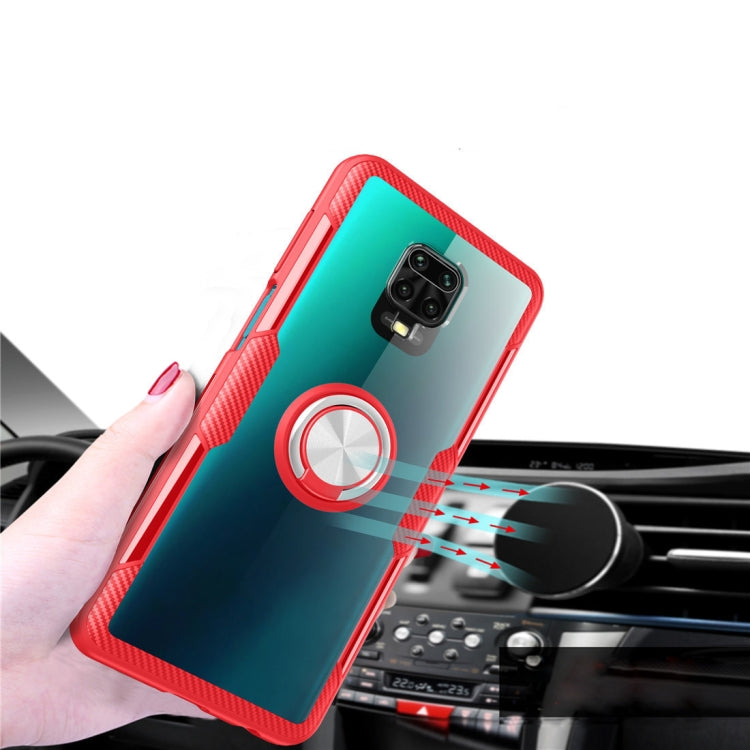 For Xiaomi Redmi Note 9 Pro Max Shockproof Transparent TPU + Acrylic Protective Case with Ring Holder