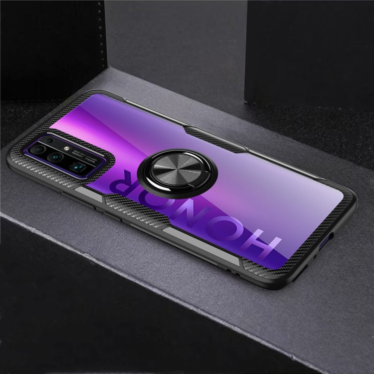 For Huawei Honor 30 Shockproof Transparent TPU + Acrylic Protective Case with Ring Holder