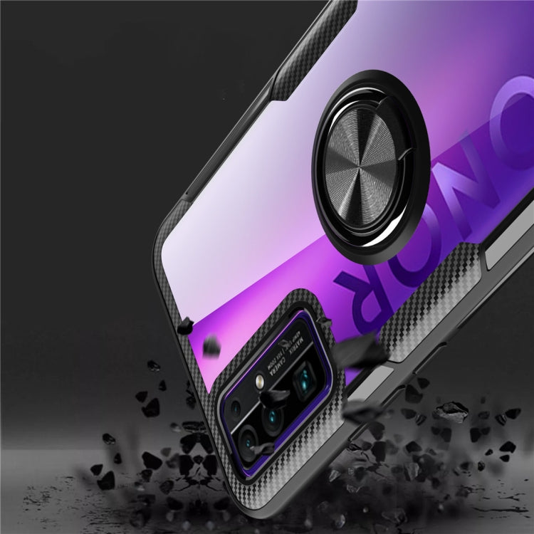 For Huawei Honor 30 Shockproof Transparent TPU + Acrylic Protective Case with Ring Holder