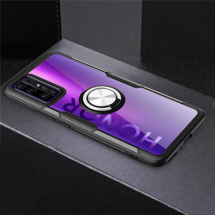 For Huawei Honor 30 Shockproof Transparent TPU + Acrylic Protective Case with Ring Holder