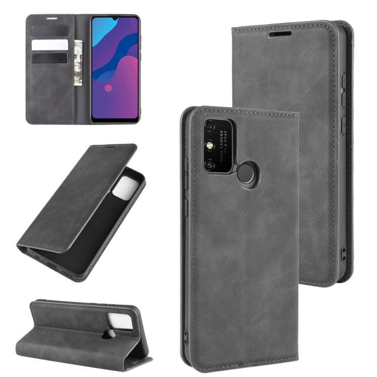 For Huawei Honor Play 9A Retro-skin Business Magnetic Suction Leather Case with Holder & Card Slots & Wallet