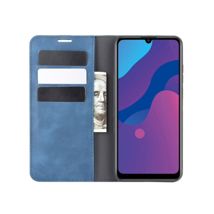 For Huawei Honor Play 9A Retro-skin Business Magnetic Suction Leather Case with Holder & Card Slots & Wallet