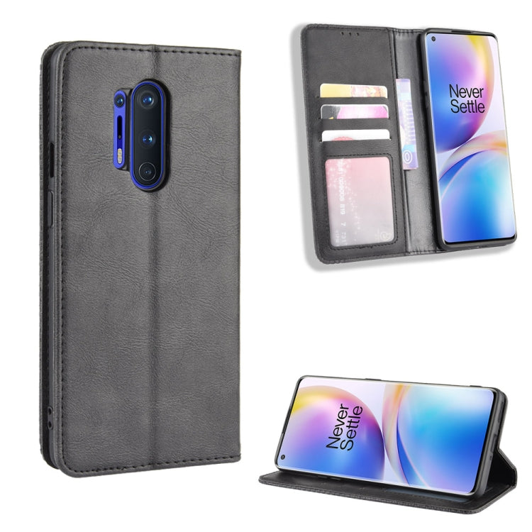For OnePlus 8 Pro Magnetic Buckle Retro Crazy Horse Texture Horizontal Flip Leather Case with Holder & Card Slots & Photo Frame