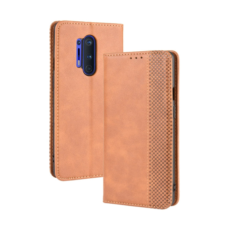 For OnePlus 8 Pro Magnetic Buckle Retro Crazy Horse Texture Horizontal Flip Leather Case with Holder & Card Slots & Photo Frame
