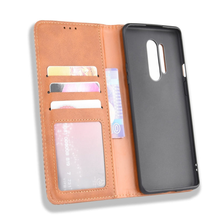 For OnePlus 8 Pro Magnetic Buckle Retro Crazy Horse Texture Horizontal Flip Leather Case with Holder & Card Slots & Photo Frame
