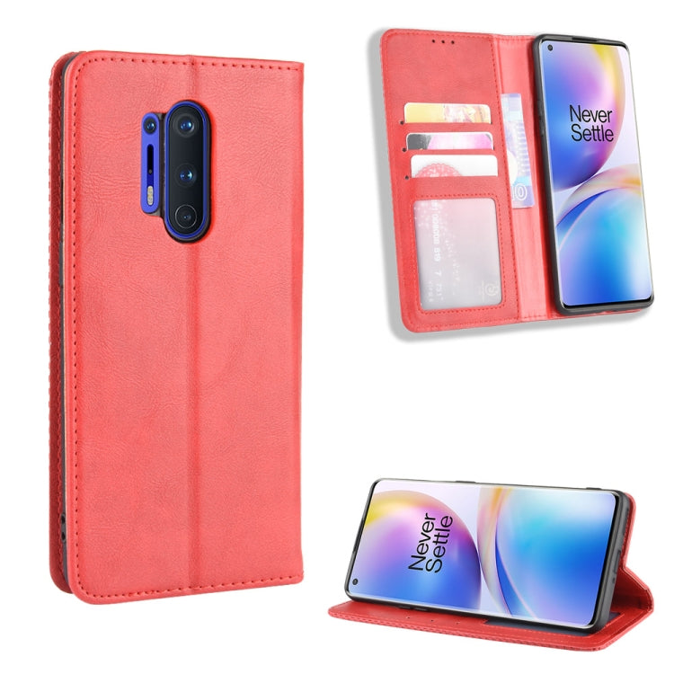 For OnePlus 8 Pro Magnetic Buckle Retro Crazy Horse Texture Horizontal Flip Leather Case with Holder & Card Slots & Photo Frame