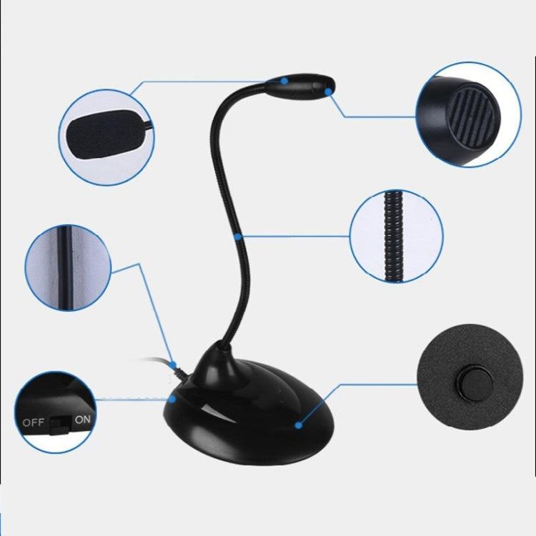 MK200 Flexible Stand Mini Studio Speech Microphone 3.5mm Plug Gooseneck Mic Wired Microphone Voice Chat