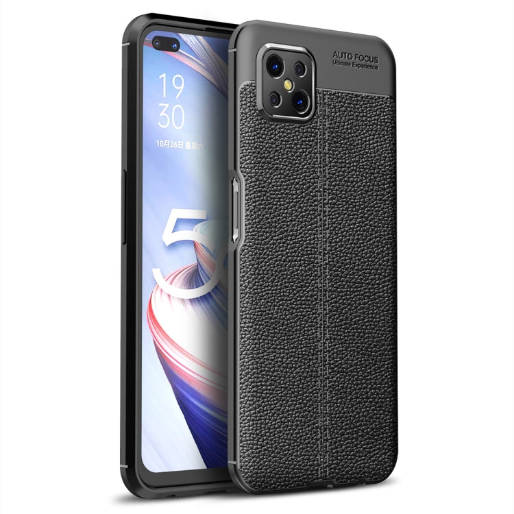 For OPPO A92s Litchi Texture TPU Shockproof Case