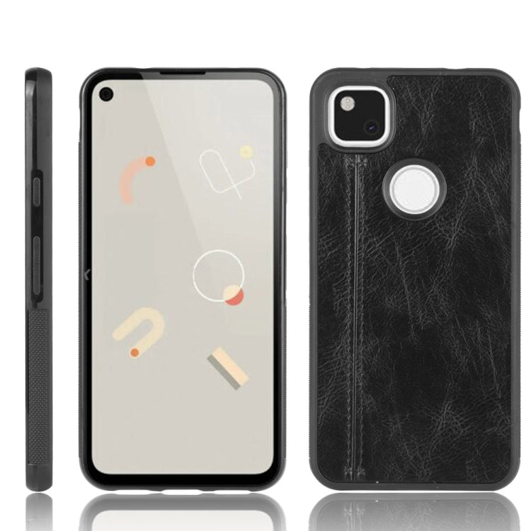 For Google Pixel 4a Shockproof Sewing Cow Pattern Skin PC + PU + TPU Case