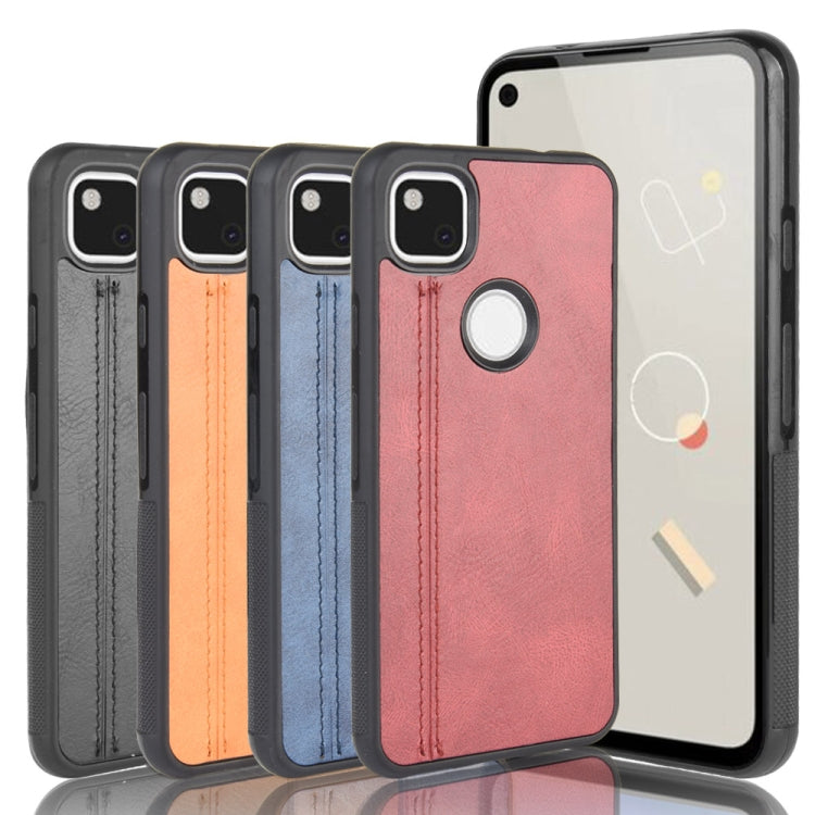 For Google Pixel 4a Shockproof Sewing Cow Pattern Skin PC + PU + TPU Case