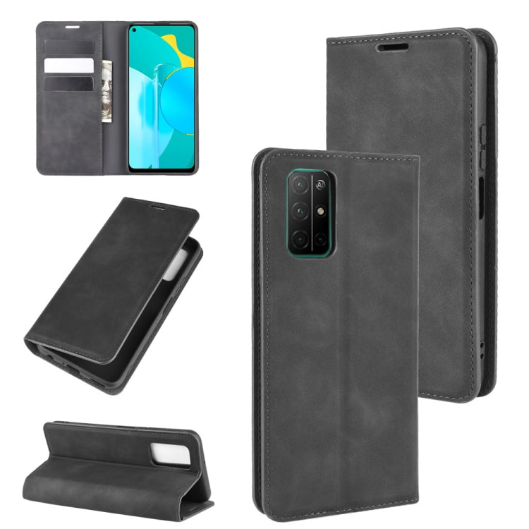 For Huawei Honor 30S Retro-skin Business Magnetic Suction Leather Case with Holder & Card Slots & Wallet